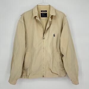 Vintage 90s Nautica Beige Harrington Jacket Men’s XL Sailboat Logo Zip-Up